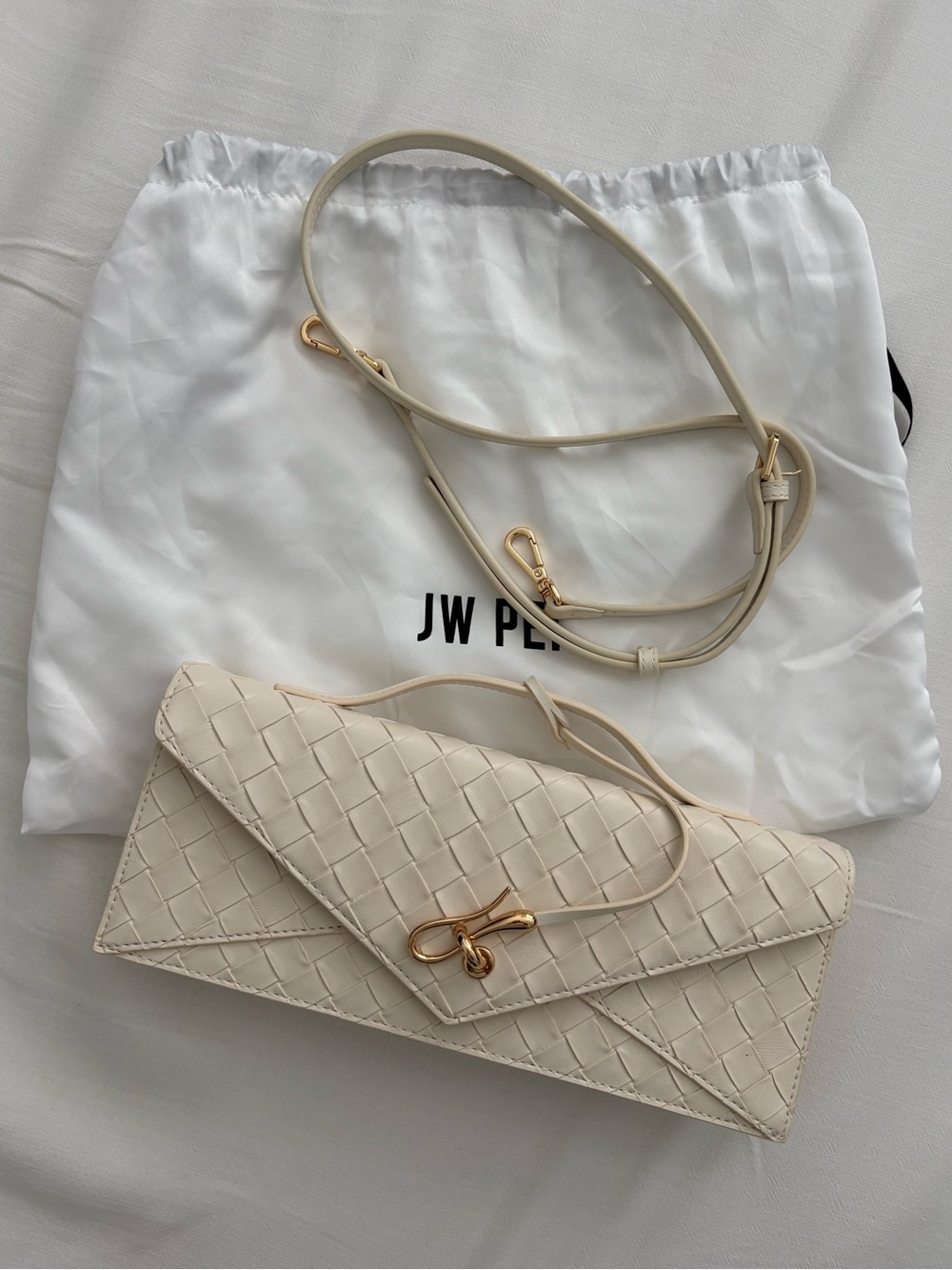 JW PEI - Celeste Woven Textured Envelope Top Handle Bag in Ivory